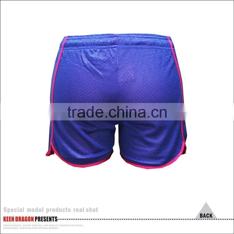 Wholesale quick dry breathable mesh running shorts with two layers