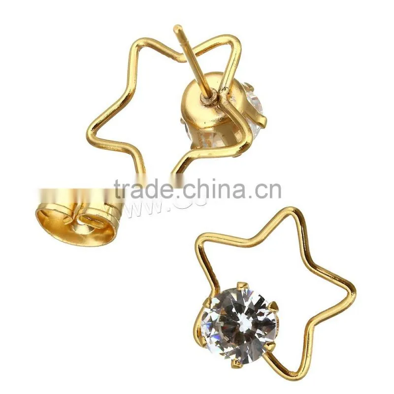 made Stainless Steel Cubic Zirconia star diamond stud earring