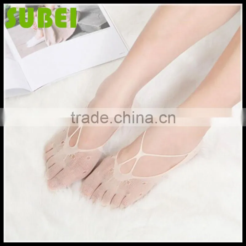 Women summer thin five finger silk boat socks ,lady invisible low cut out toe socks