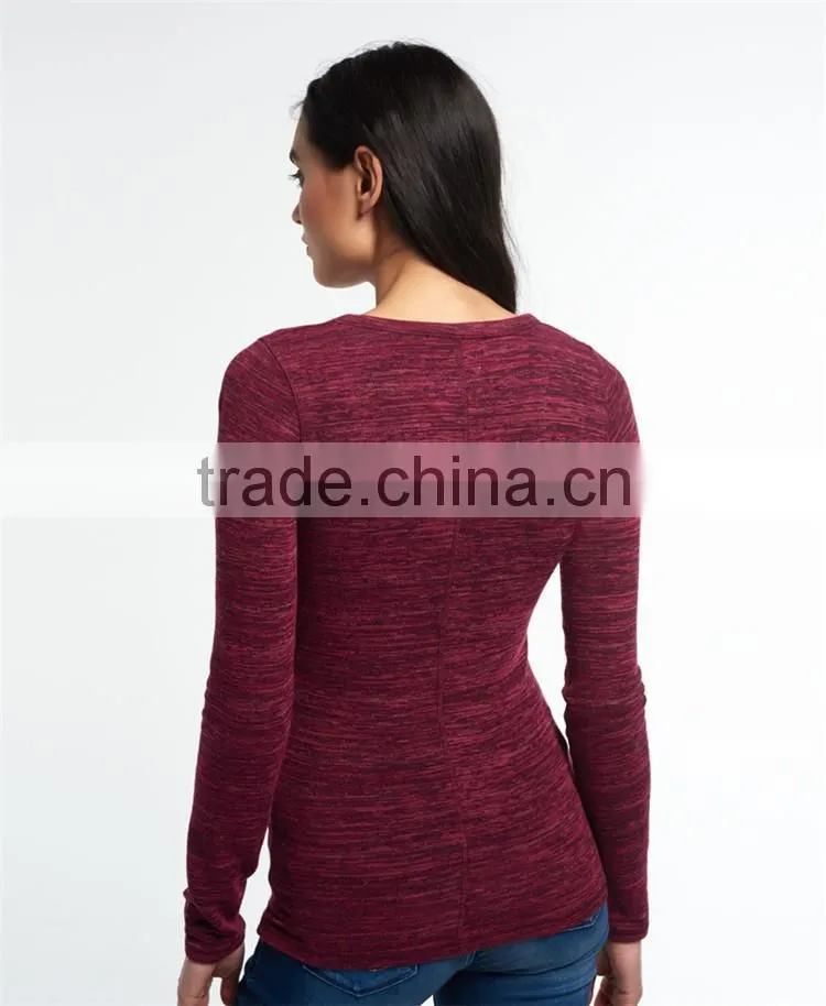 2016 Guangzhou Shandao Autumn Casual Style Women Daily Wear Long Sleeve Round Neck Slim White Rayon Tops