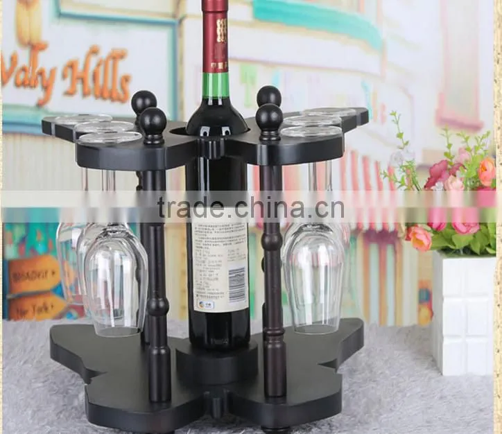 European style creative wine rack, wooden frame, wooden butterfly wine shelf