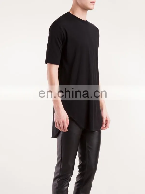 Cheap Plain Black T-shirts, New Style Men Plain Long Length T-shirts
