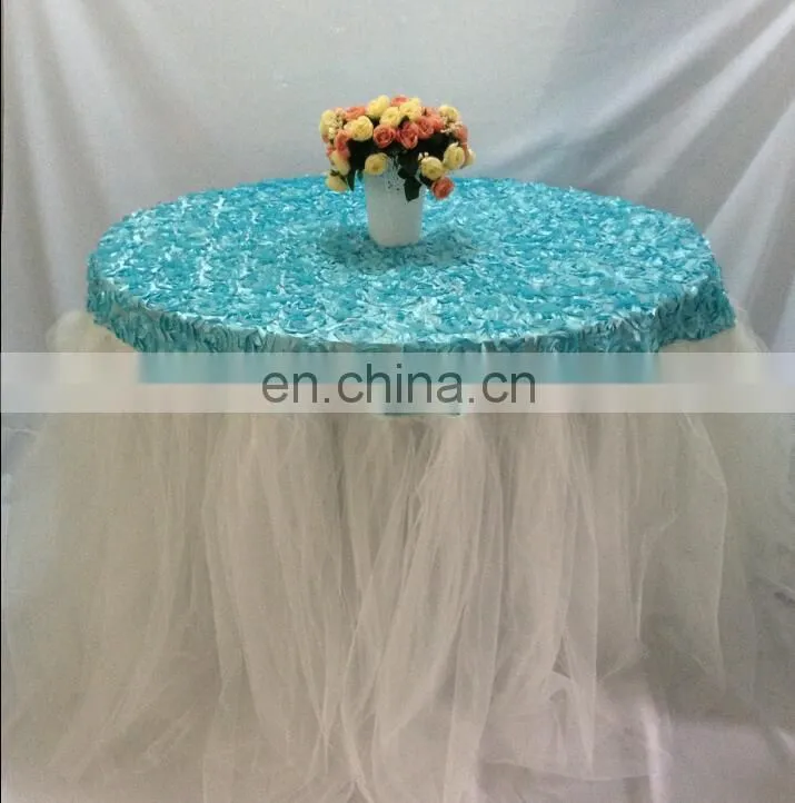 Romatic Wedding Rosette and Tulle Table Skirting Designs