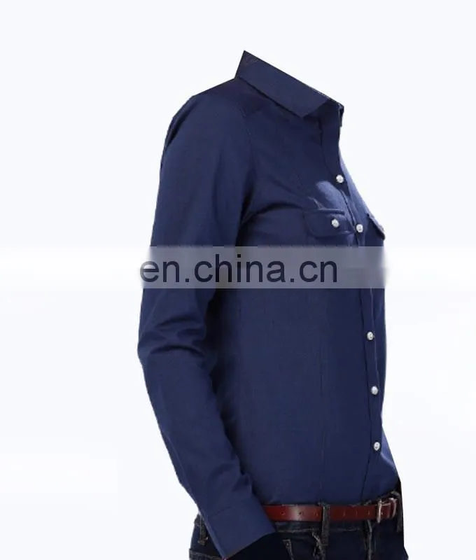 2016 fashion design navy women blouse for office ladies shirt