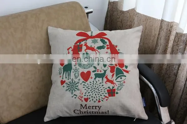 Custom christmas home decorative pillow cover fashion cute christmas new design cotton linen cushion cover
