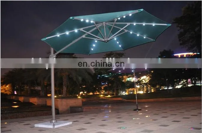 Outdoor Solar Roma Hanging Umbrella With LED Light,Can Be Rotated 360Degree
