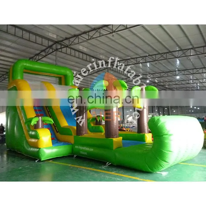 2017 newest green coconut tree slide / dry inflatable slide wholesale price slide zip lock plastic bag