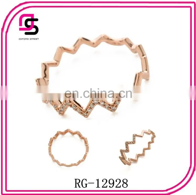 2014 fashion metal chevron jewelry , chevron ring with rhinestone