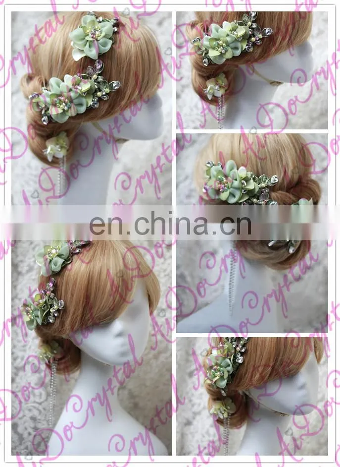 Aidocrystal green garland hair flower headwear wholesale hair accessories for women