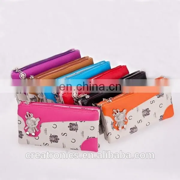 CR Low MOQ requirements multicolor surface inlaid lovely little bear black stylish noble women's wallets