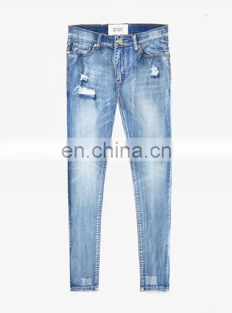 DiZNEW Destroyed stretch denim jeans rips skinny denim man jeans pant ripped jeans