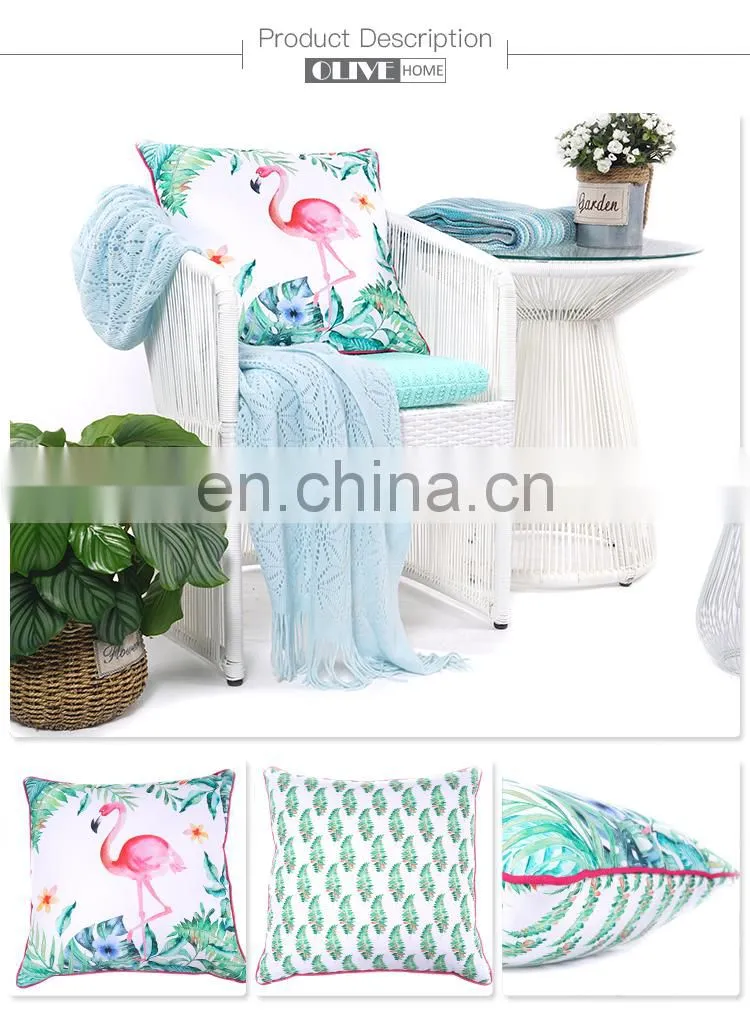 Wholesale Cheap Toucan Flamingo printed Waterproof Garden Chair Furniture Custom Photo Printing Cushion Outdoor Pillow