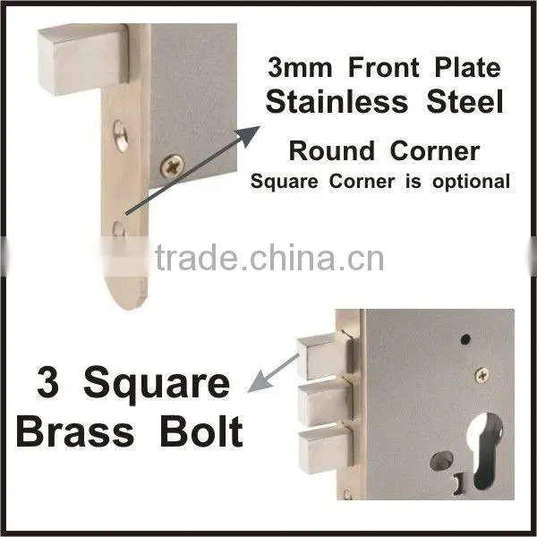 TRUST 45mm backset Square brass bolt mortise Austrulia lock body