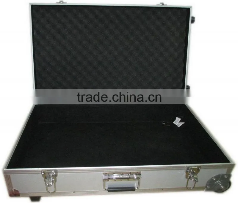 design aluminum trolley pilot case,aluminum makeup case with trays