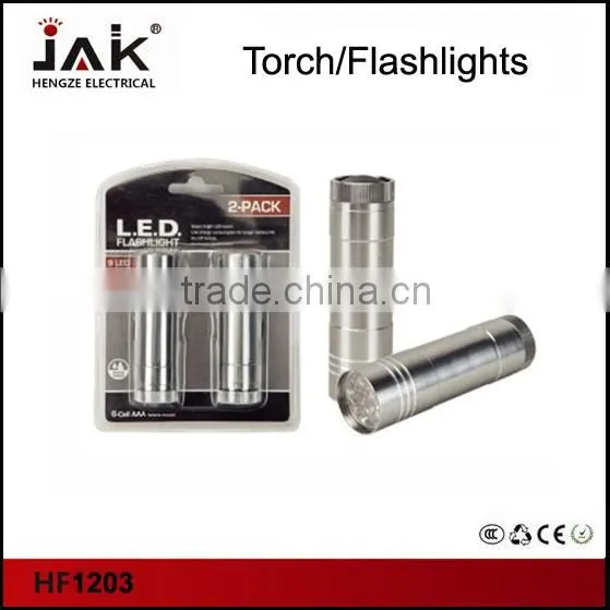 JAK HF1203 Shockproof 9 LED Aluminium Flashlight