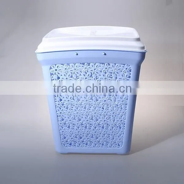 New Home Plastic Rectangular Laundry Basket Tall Hamper & Lid