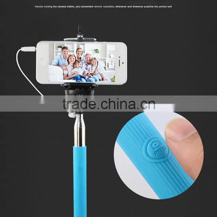 2015 new product monopod selfie stick with cable for mobile phone