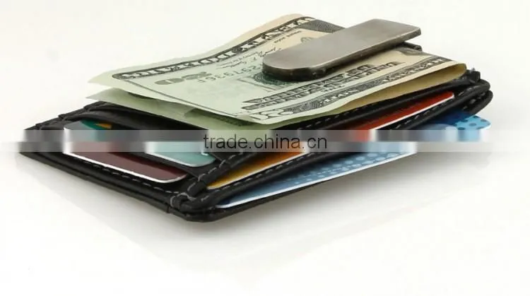 Factory Custom Money Clip Front Pocket Wallet Genuine Leather Money Clip Wallet