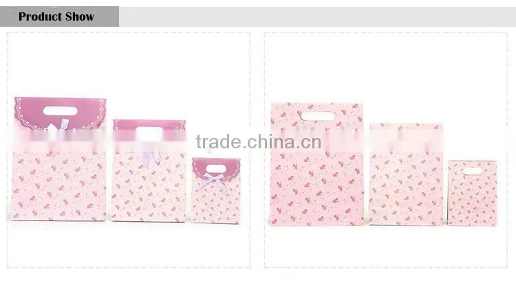 Lavender Pink promotional button closure gift paper bag