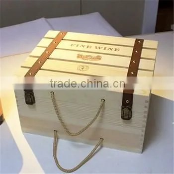 Wholesale Wood Gift wine box/ wooden packaging boxes for 3 bottles wine box