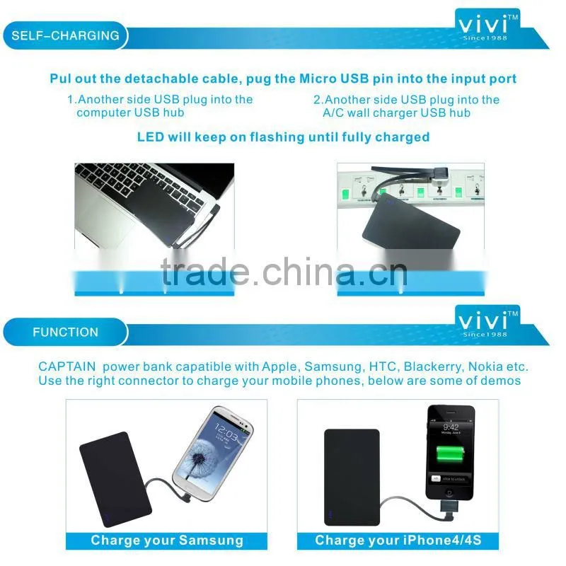 8000mah power bank with Dual USB Micro USB ap 8pin