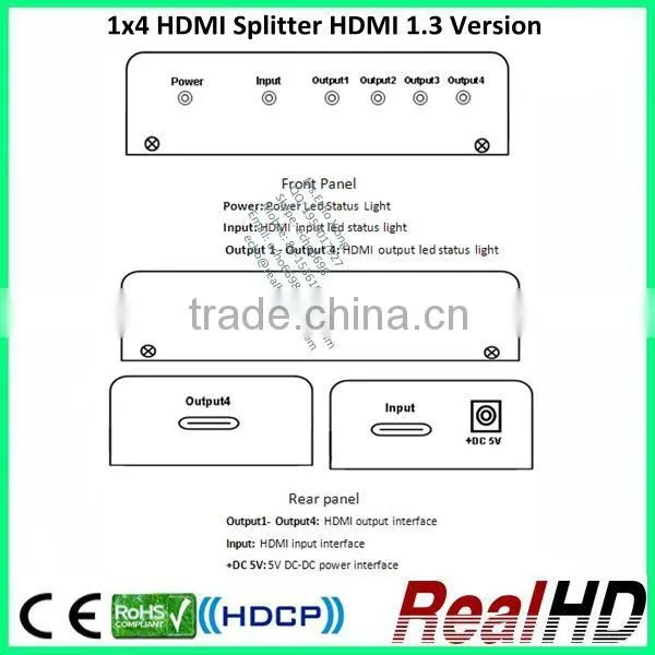 Four way HDMI Splitter 1x4 to Coaxial