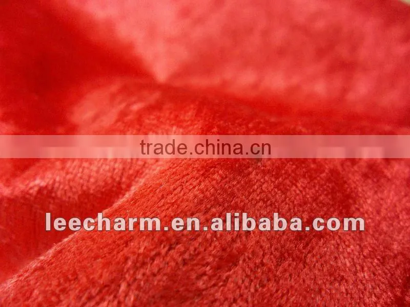 100% Polyester Christmas Red Knitted Velour Fabric