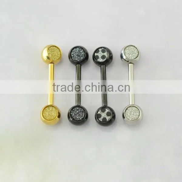Hot Selling Surgical Steel Texting Logo Ball Stud Crazy Tongue Ring