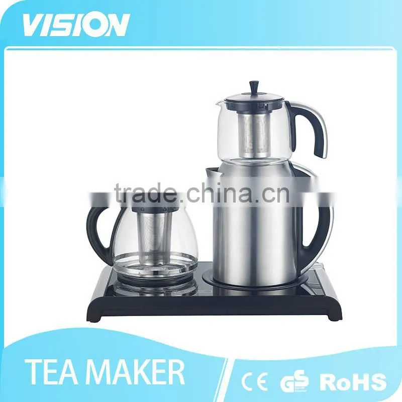8992T-H2 electric Tempered Glass Tea maker set with turkish kettle
