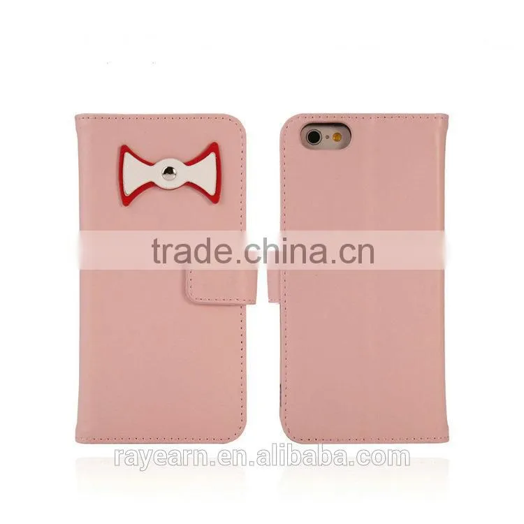 Sweety bow tie leather case for iPhone user young group