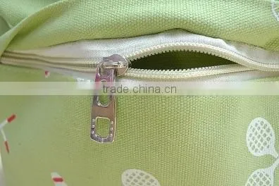 High Quality Products Bros White Badminton Rackets Pattern Printed Light Green Canvas Backpack