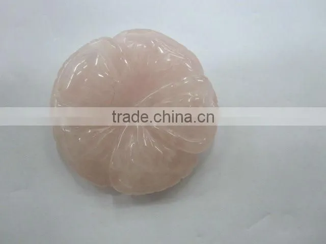 Rose Quartz carved five-petal flower