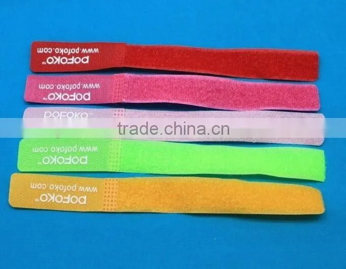 Good Quality Colorful Hook And Loop Tape Logo Print Tie Strap