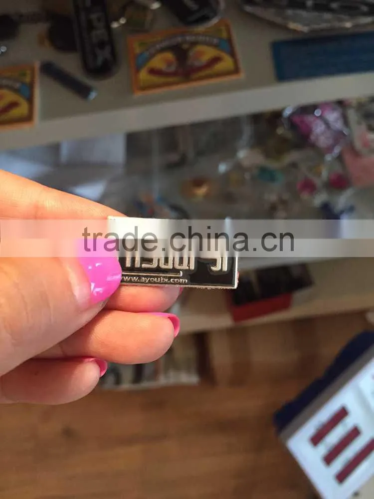 Custom Aluminum sticker custom shape metal badge nameplate brushed aluminium badge