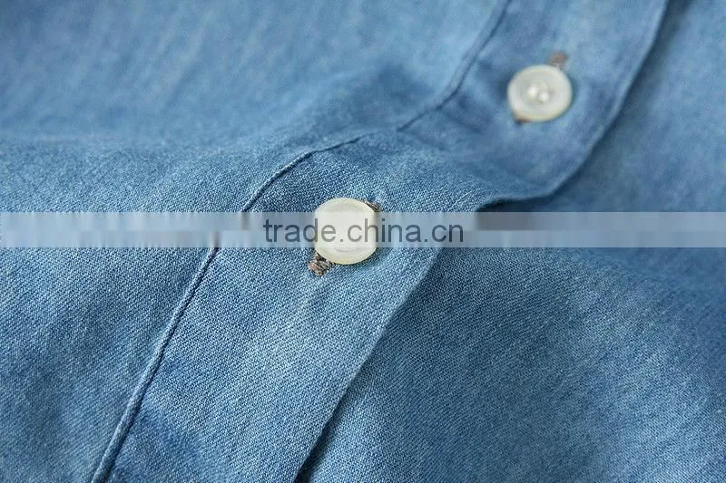 2015 fashion high quality New Women Denim Dress Plus Size Washed Loose long Sleeve Jeans Dresses For Ladies