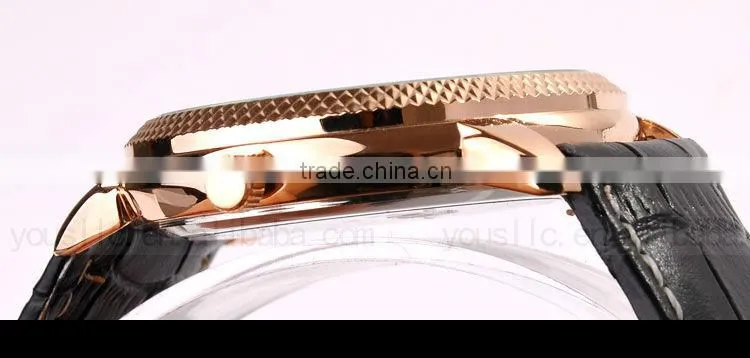 Stainless steel Automatic Leather Strap Men Wrist Watch