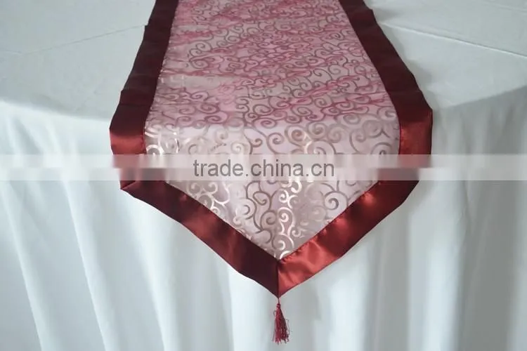 New style yellow sheer organza printed table runner