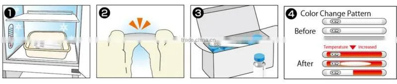 Ultra low temperature indicator for frozen food packaging and monitoring