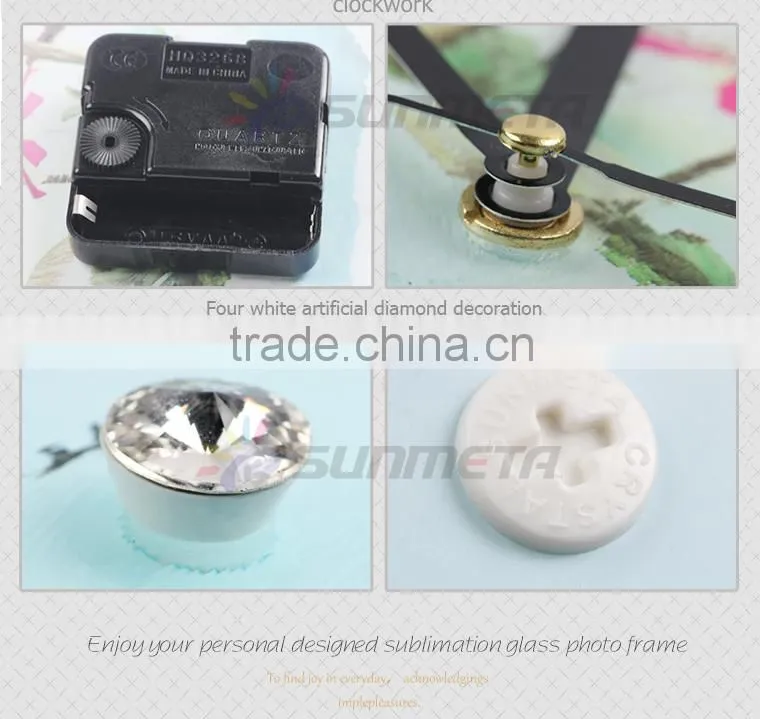 Sunmeta sublimation glass photo frame with clock