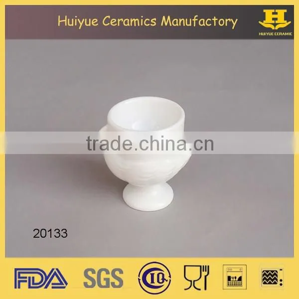 hot sell microwave white glaze custom ceramic egg cup wholesale