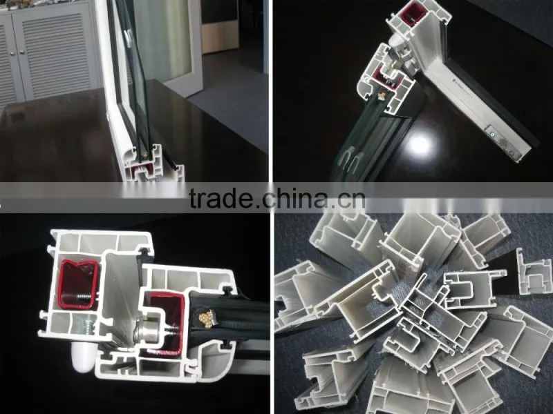 Cheap house PVC casement window grill design/ Double panel Casement Window
