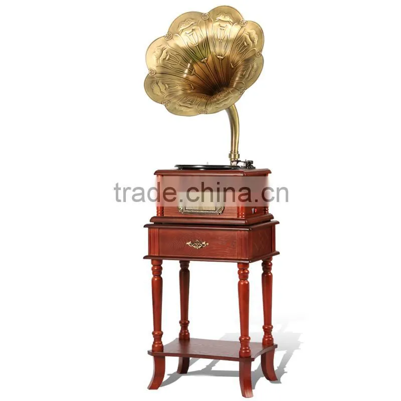 Unique design classic Gramophone wooden turntable record player with CD&USB