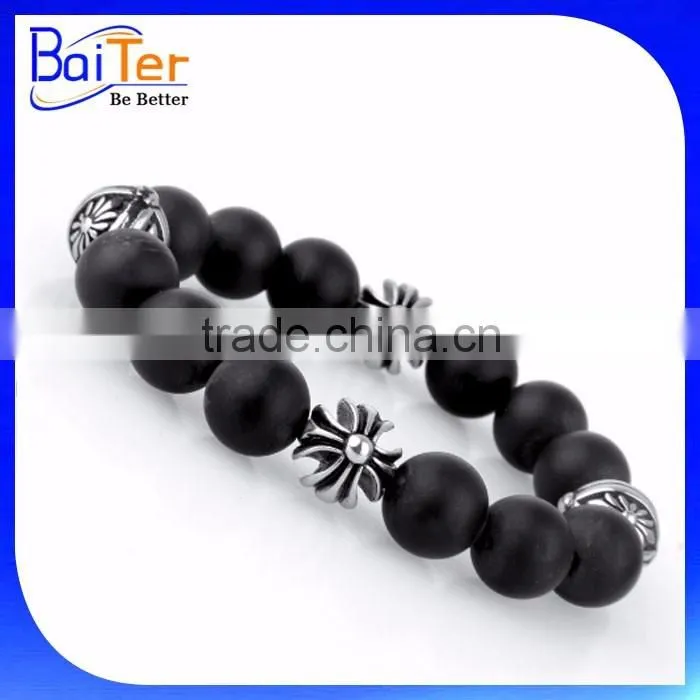 European Fashion Buddha Designs Black Agate Lava Bead Buddha Head Bracelet Wholesale
