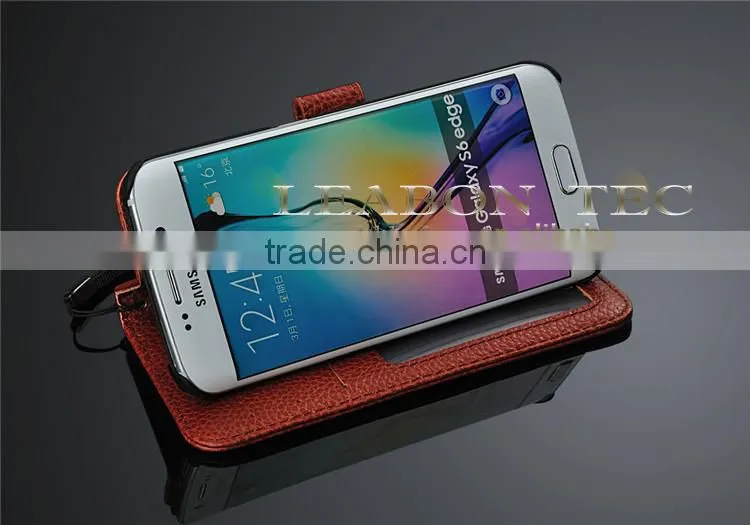 new phone accessories Magnetic Genuine Real Leather Wallet Stand Case For Samsung Galaxy S6 Edge