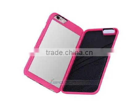 Colorful Matte Hard Case for iPhone 6 With pu Credit Card Slots, Accessary Mirror Case for iPhone 6 4.7"