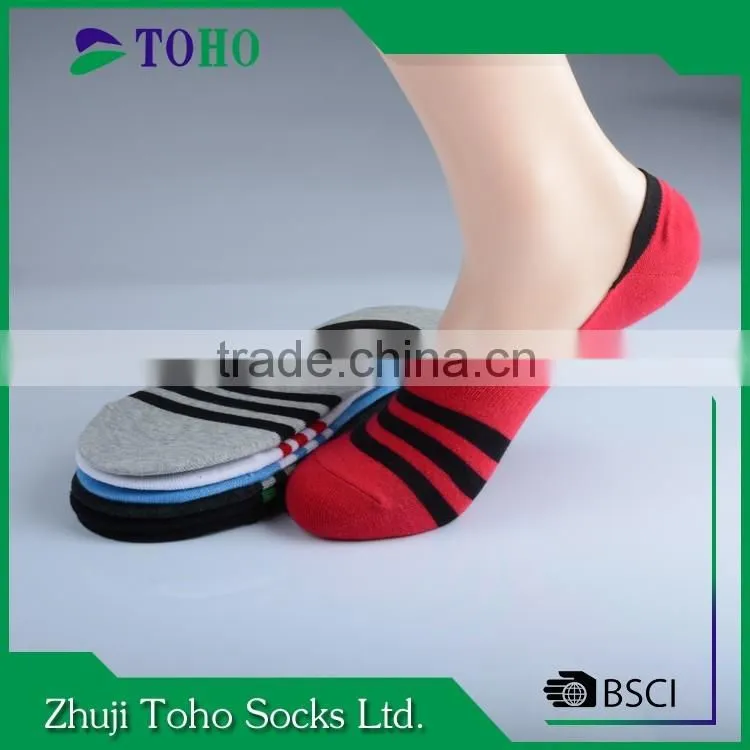 2016 cotton wholesale men stripes invisible boat socks