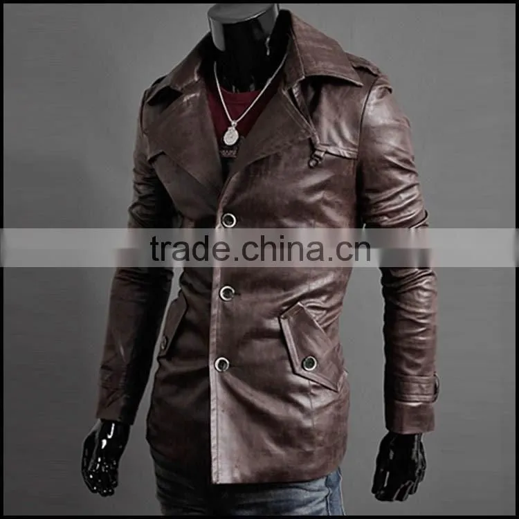 custom latest design leather jacket 100% Leather Jackets for Mens with long line