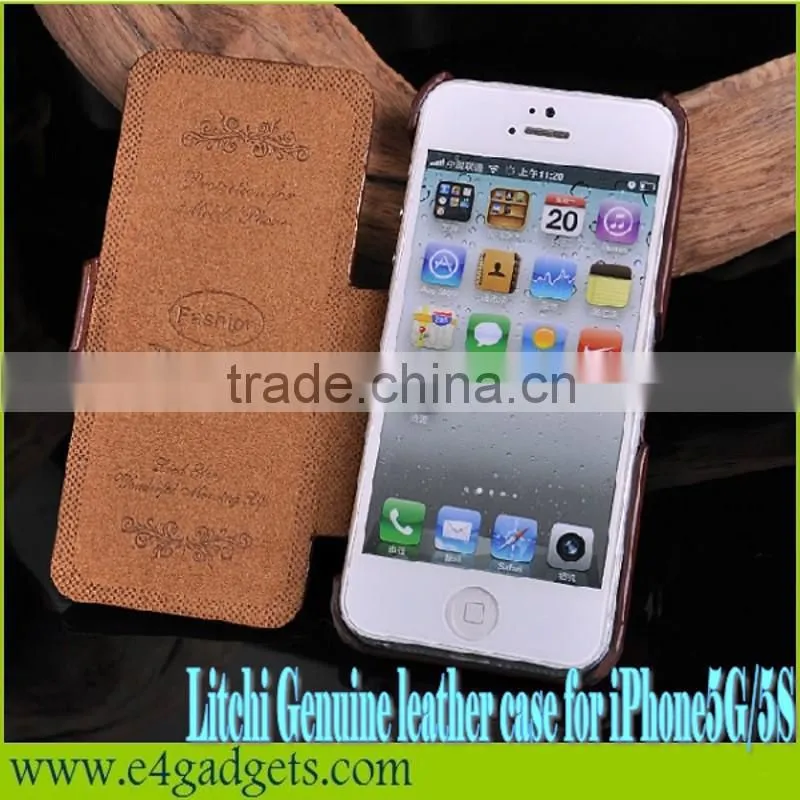 Excellent quality Horizontal Litchi Texture cowhide Flip Leather case for iphone 5 case,cases for iphone 5 case