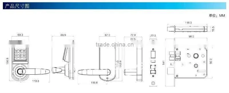 Durable security keypad IB Digital code door lock manufacturers in Guangzhou