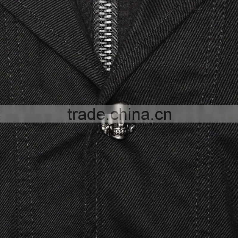 Jacket with skull buttons and removable hood